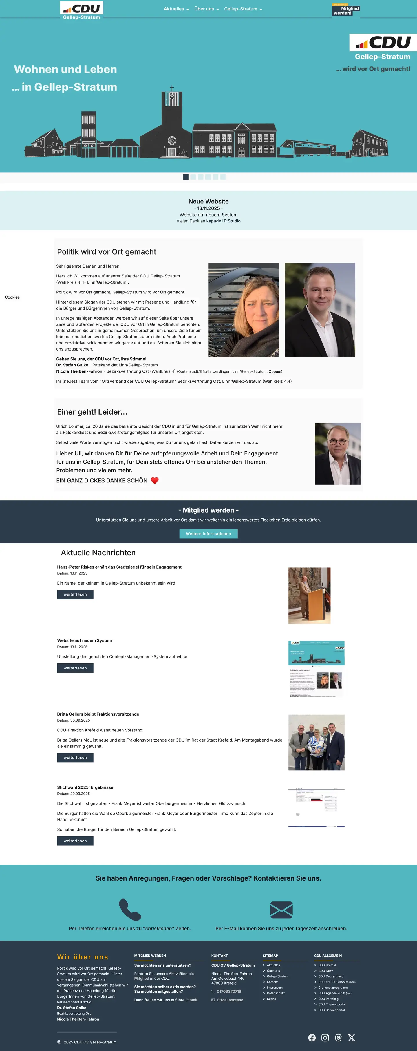 Ansicht der Website als Screenshot
